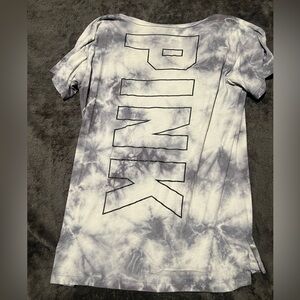 PINK by Victoria Secret short sleeve top XS grey and white tie die